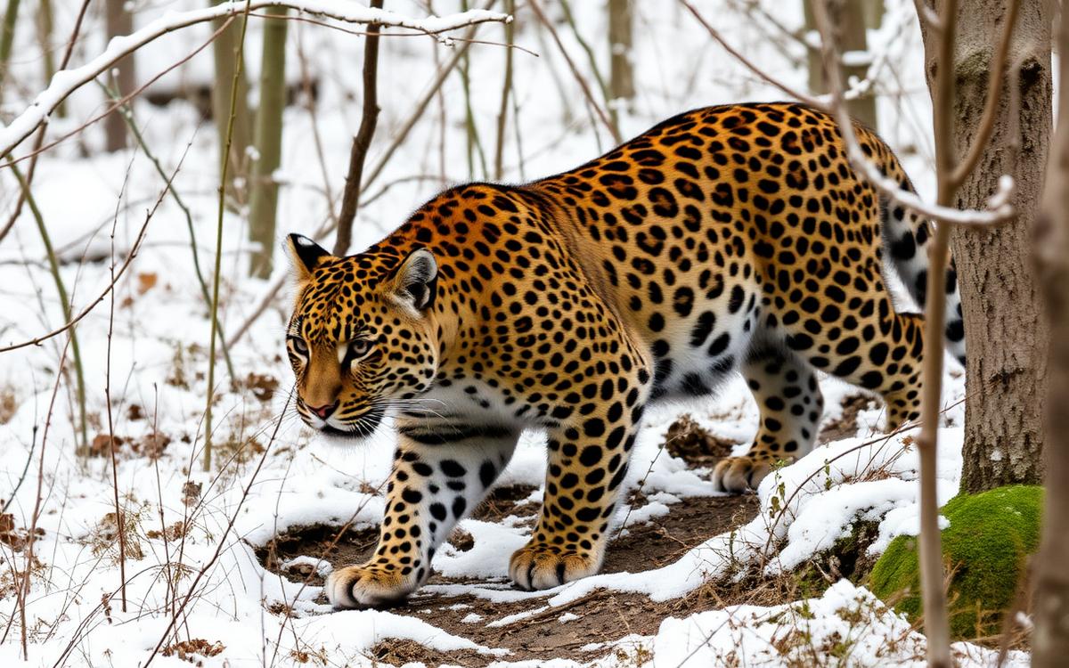 Photograph of a wild reptile in temperate forest habitat, used here to represent Northeast Asian wilderness