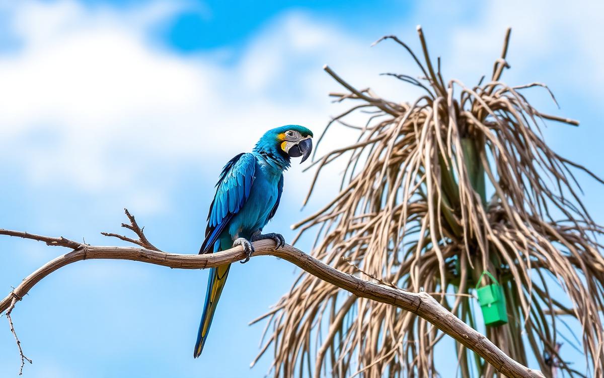A vividly colored parrot species, illustrating the striking plumage typical of macaws